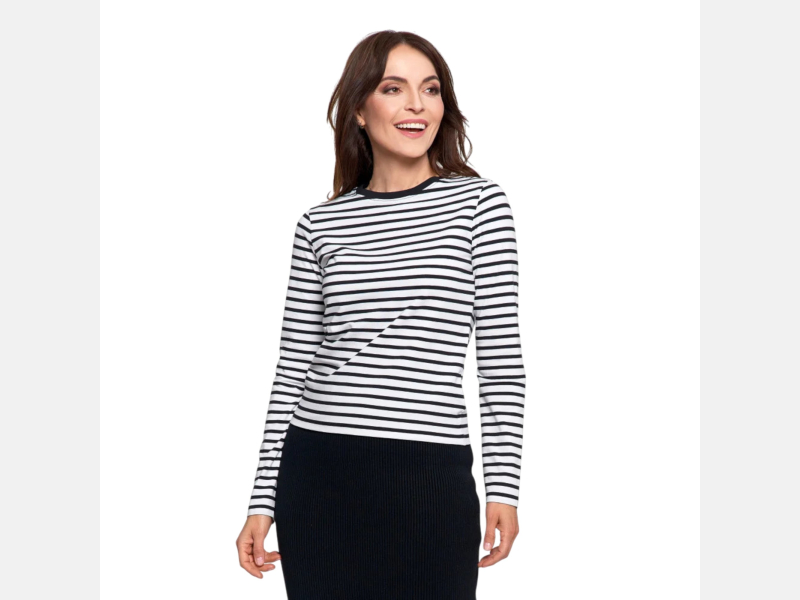 BLUZKA damska w PASKI BAWEŁNIANA, długi rękaw MORAJ